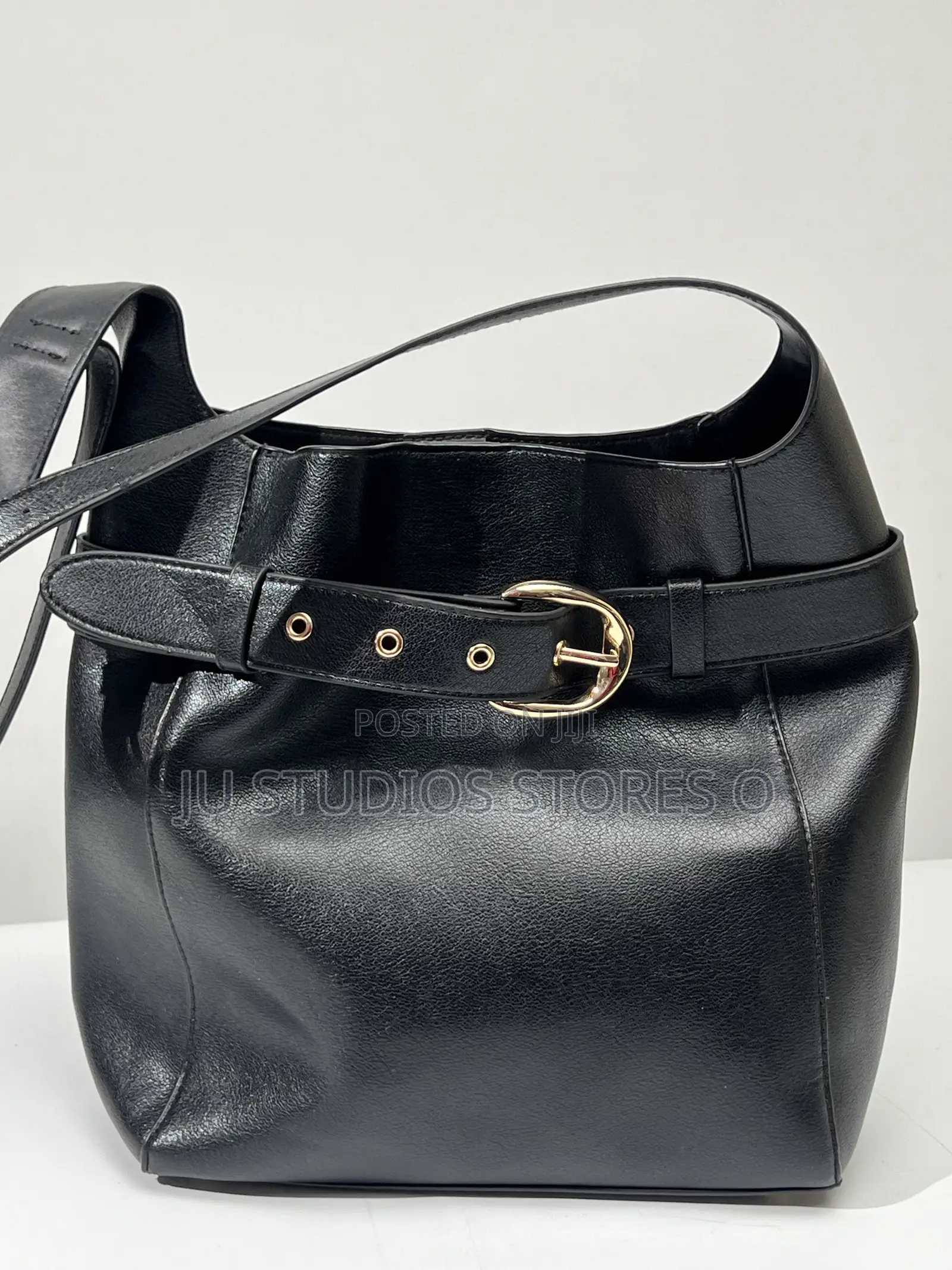 H M Black Buckle Belted Bag