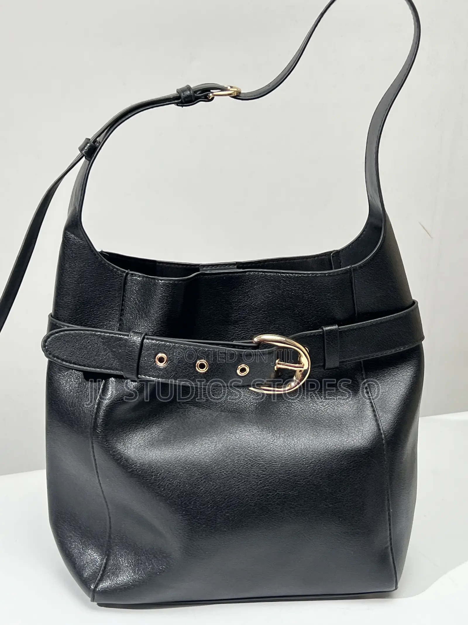 H M Black Buckle Belted Bag