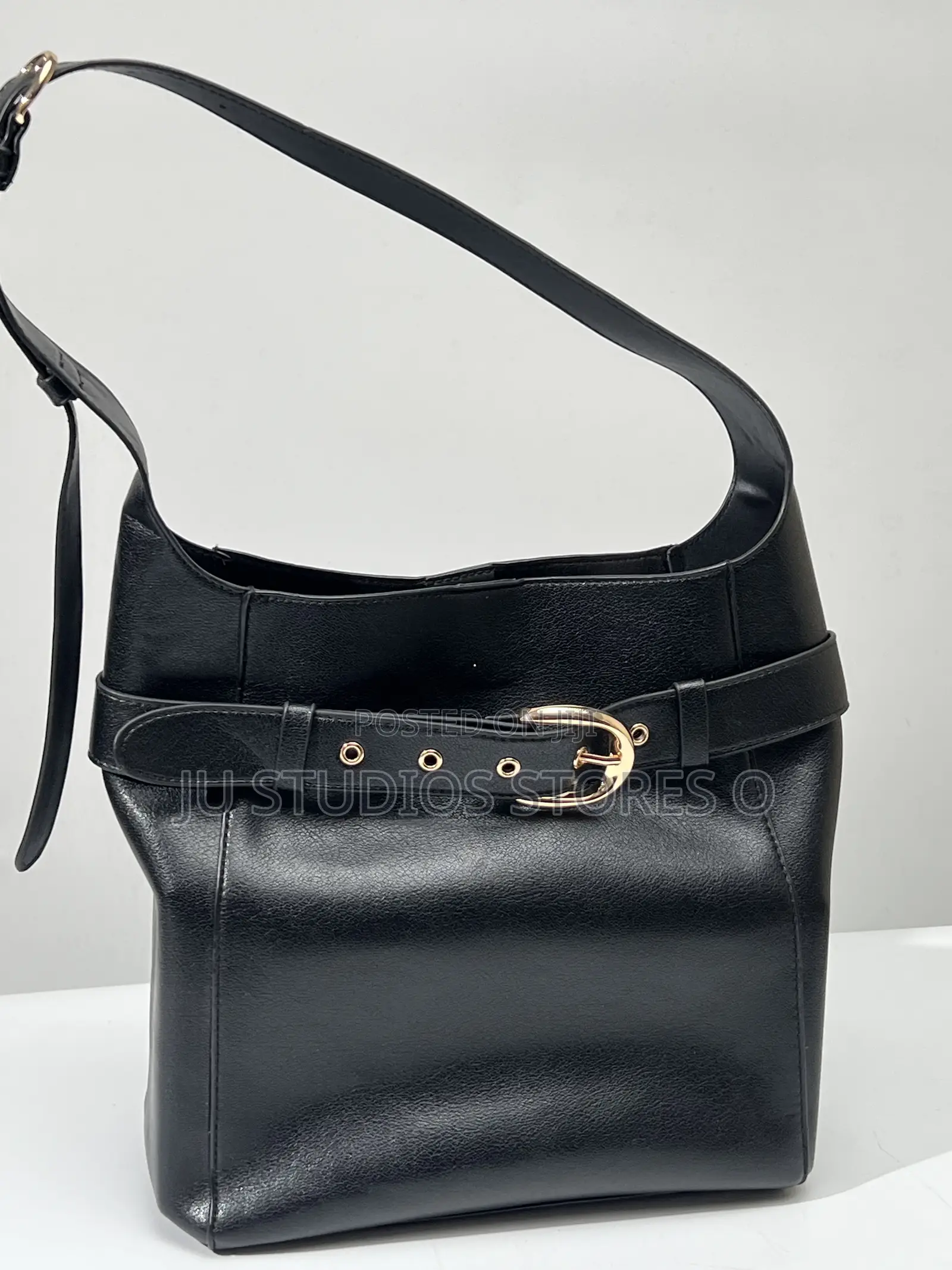 H M Black Buckle Belted Bag