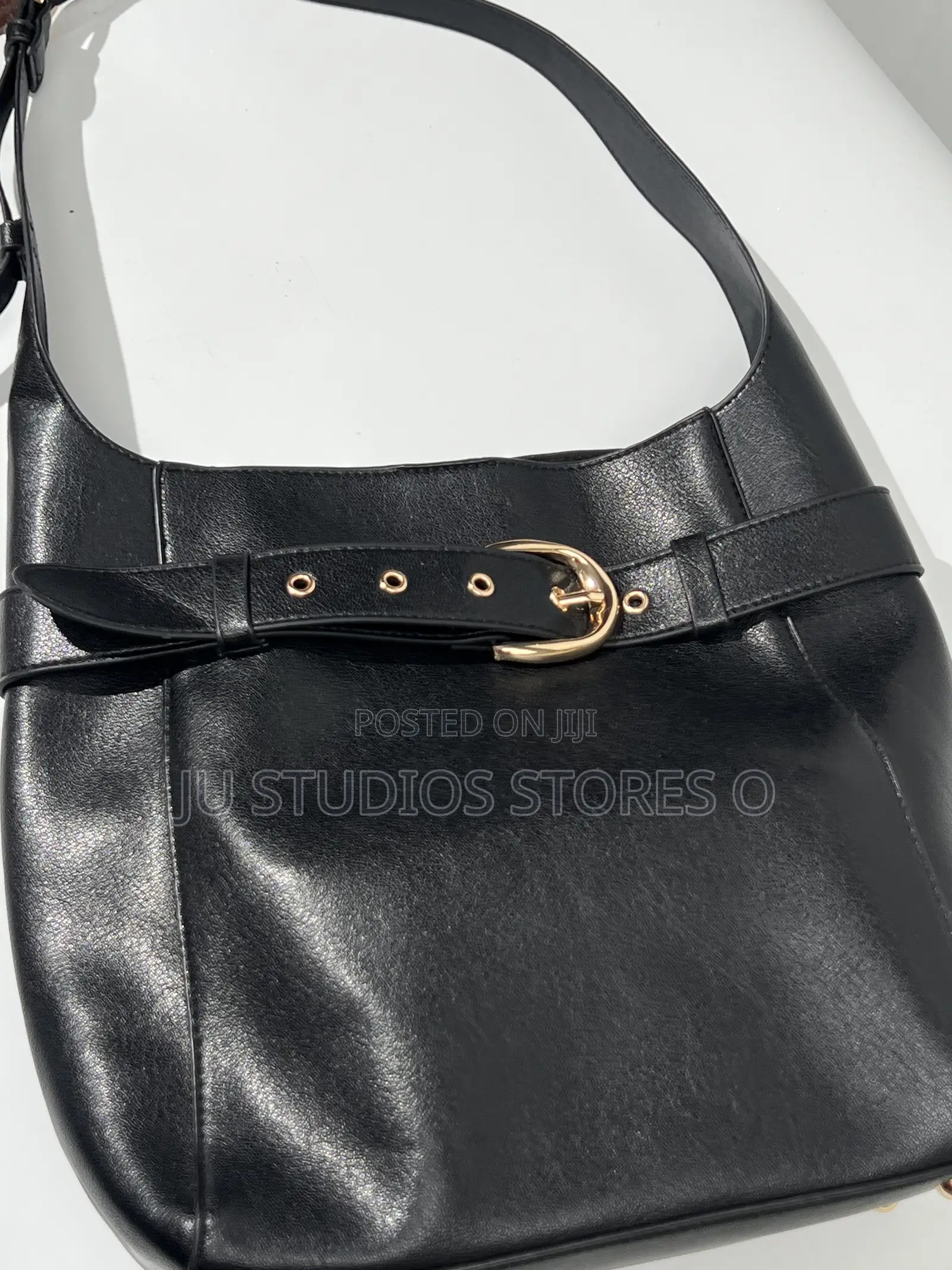 H M Black Buckle Belted Bag