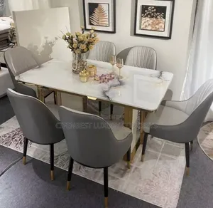 Luxury Double-Base Dinning Table With 6 Chairs
