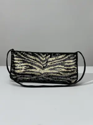 Accessorize Black and Gold Sequin Zebra Clutch