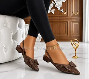 Rhinestone Slingback Flats With Bow