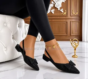 Rhinestone Slingback Flats With Bow