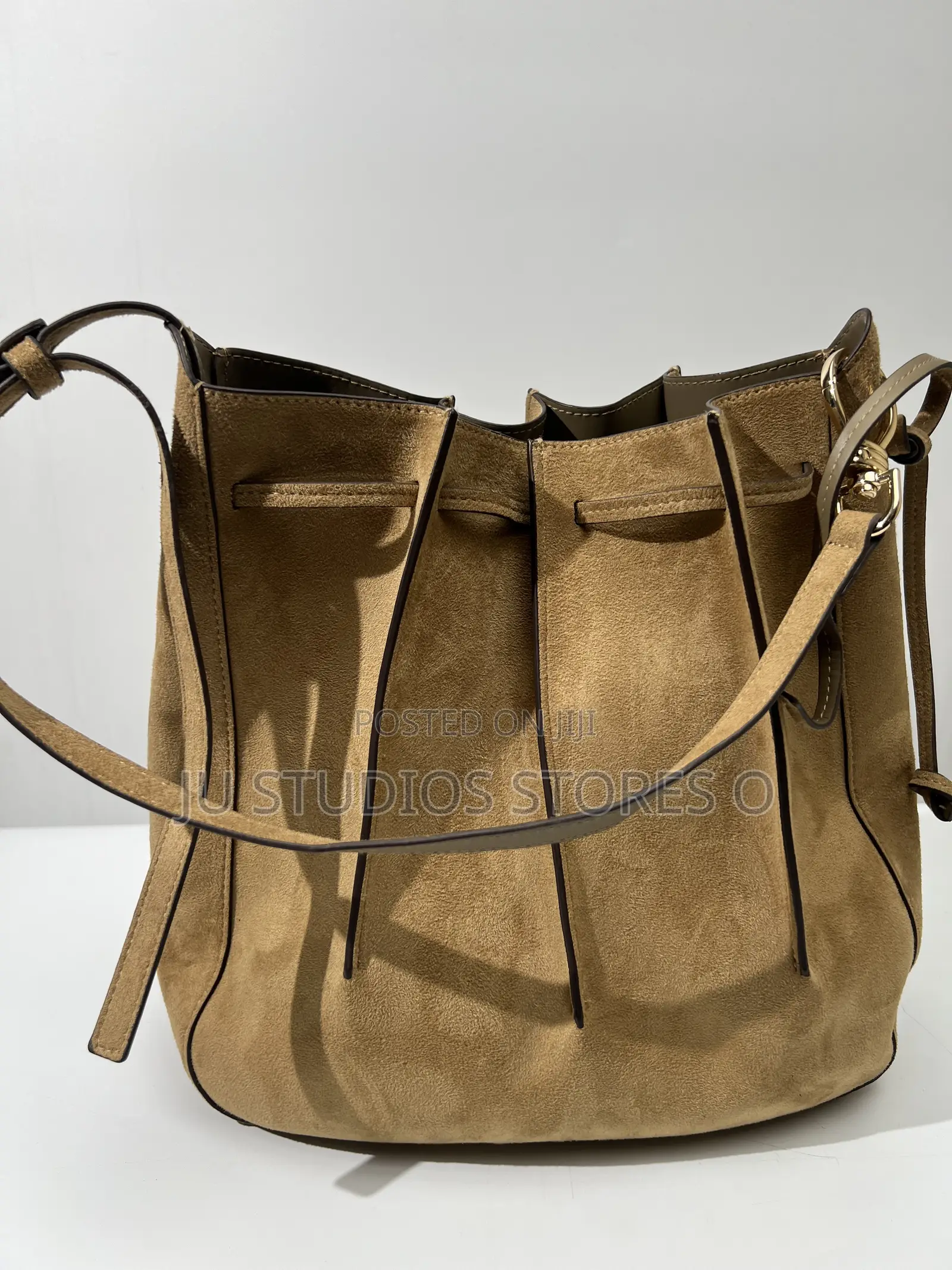 H M Tan Pleeted Bag