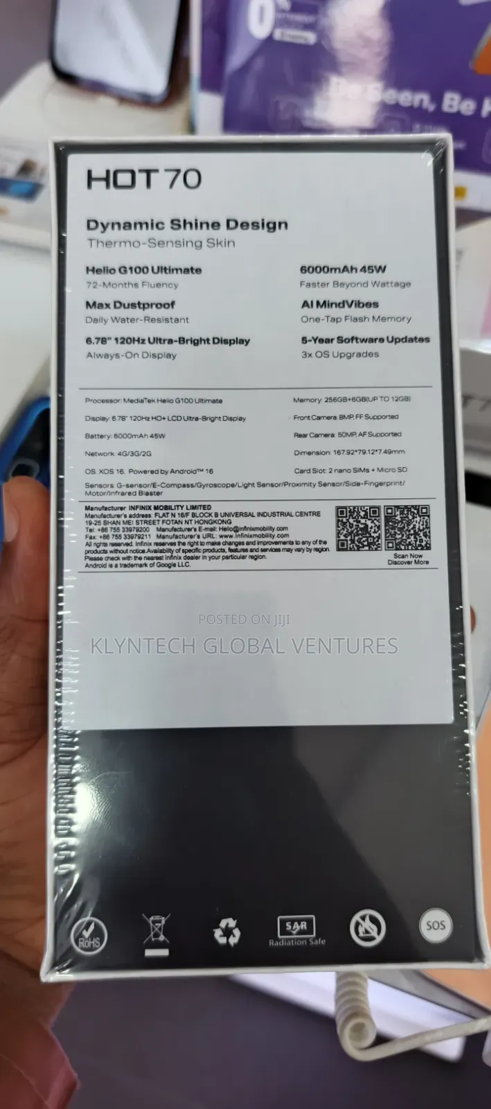 New Infinix Hot 70 128 GB Black