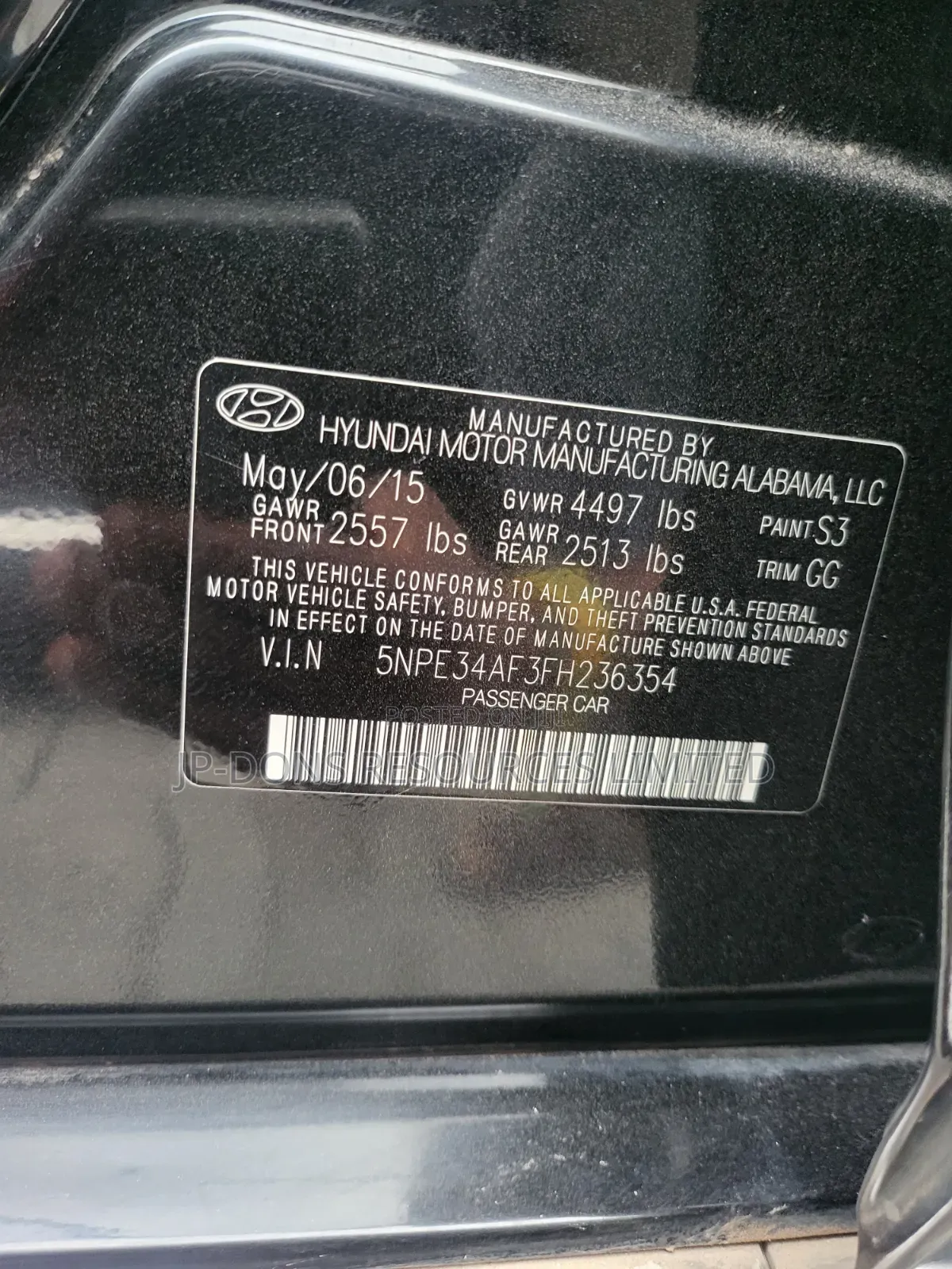 Hyundai Sonata 2015 Black