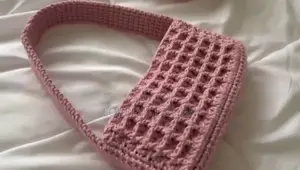 Handmade Crochet Waffle Pink Should I Bag