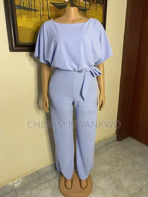 Blue Batwing Jumpsuit With Belt: Uk 12