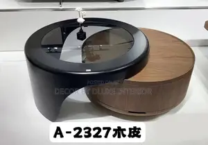 Unique Simple Round Wooden Coffee Table Set