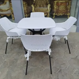 Modern 4-Seater Dining Table Chairs Set – White