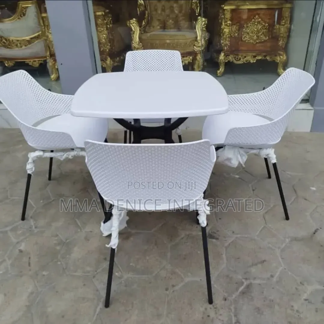 Modern 4-Seater Dining Table Chairs Set – White