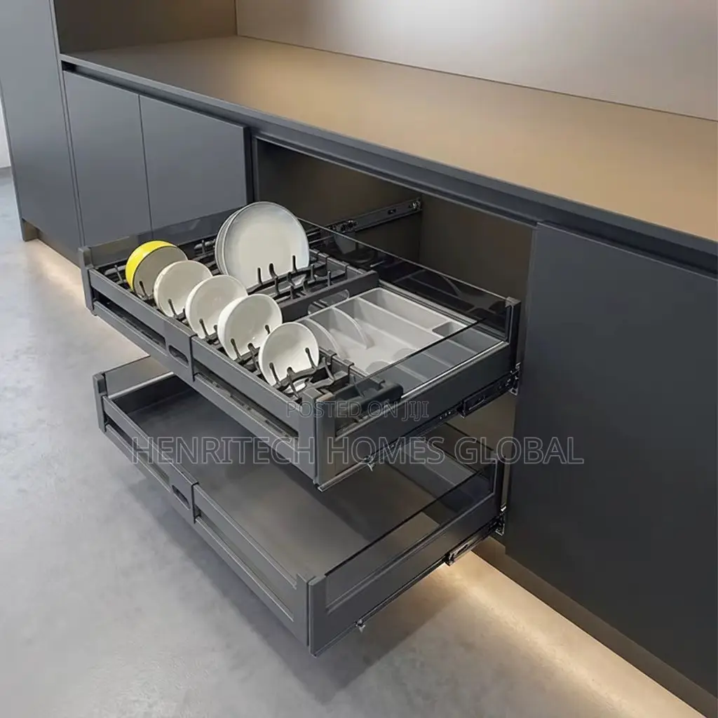 Multi Layer Cabinet Pull Out Drawer 2 Tier Sliding Dish Rack