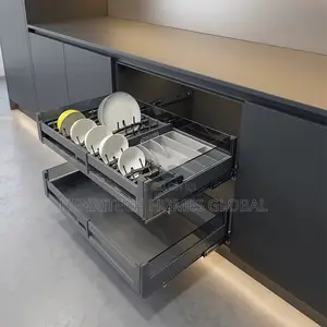 Multi Layer Cabinet Pull Out Drawer 2 Tier Sliding Dish Rack