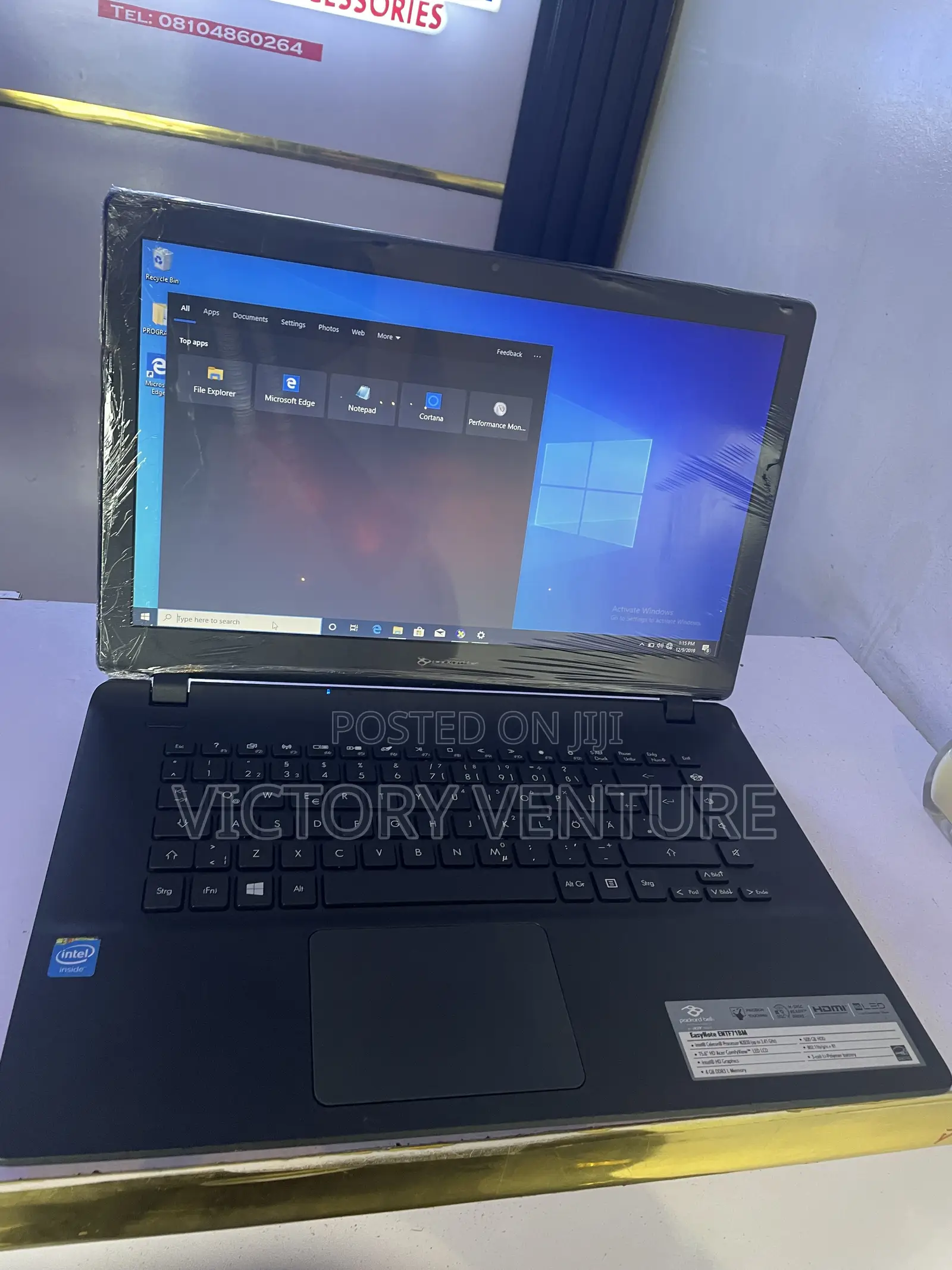Laptop Packard Bell 8GB Intel Celeron HDD 160GB