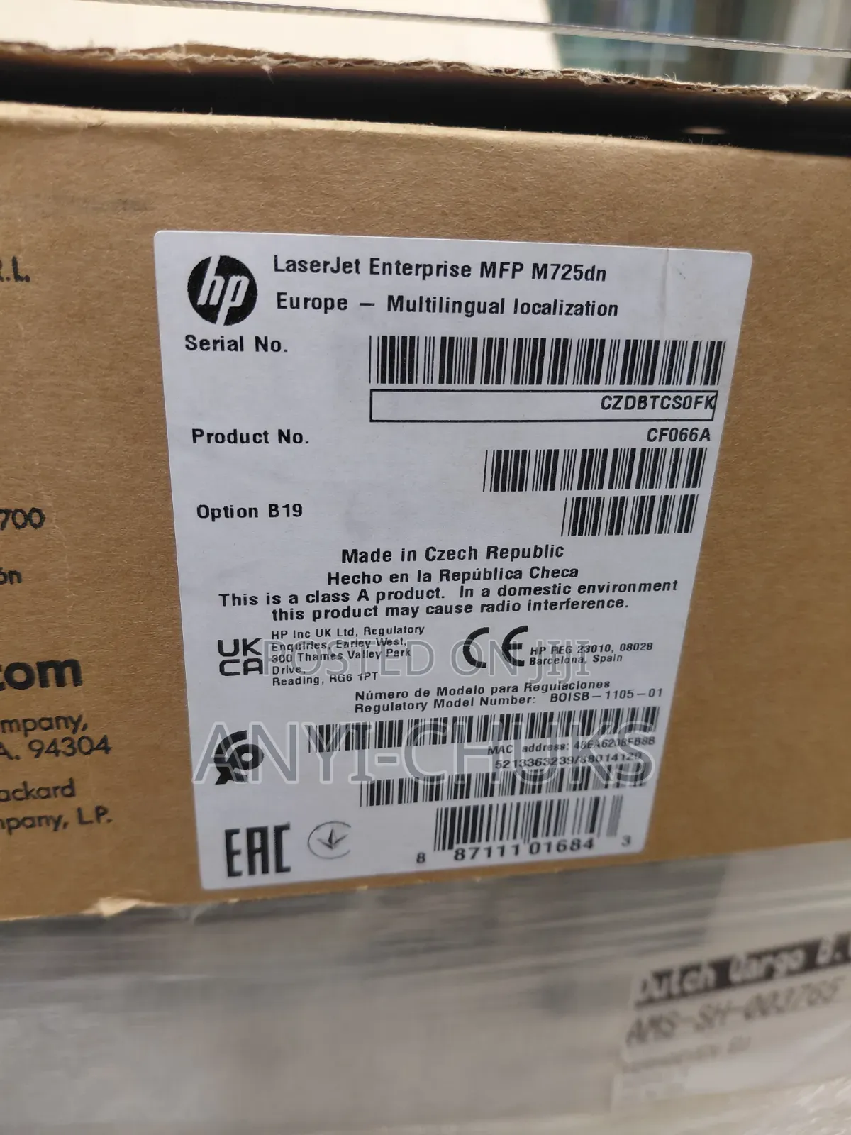 HP Laserjet Enterprise MFP M725dn Printer
