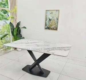 Modern Marble Dining Table – Elegant X-Leg Design