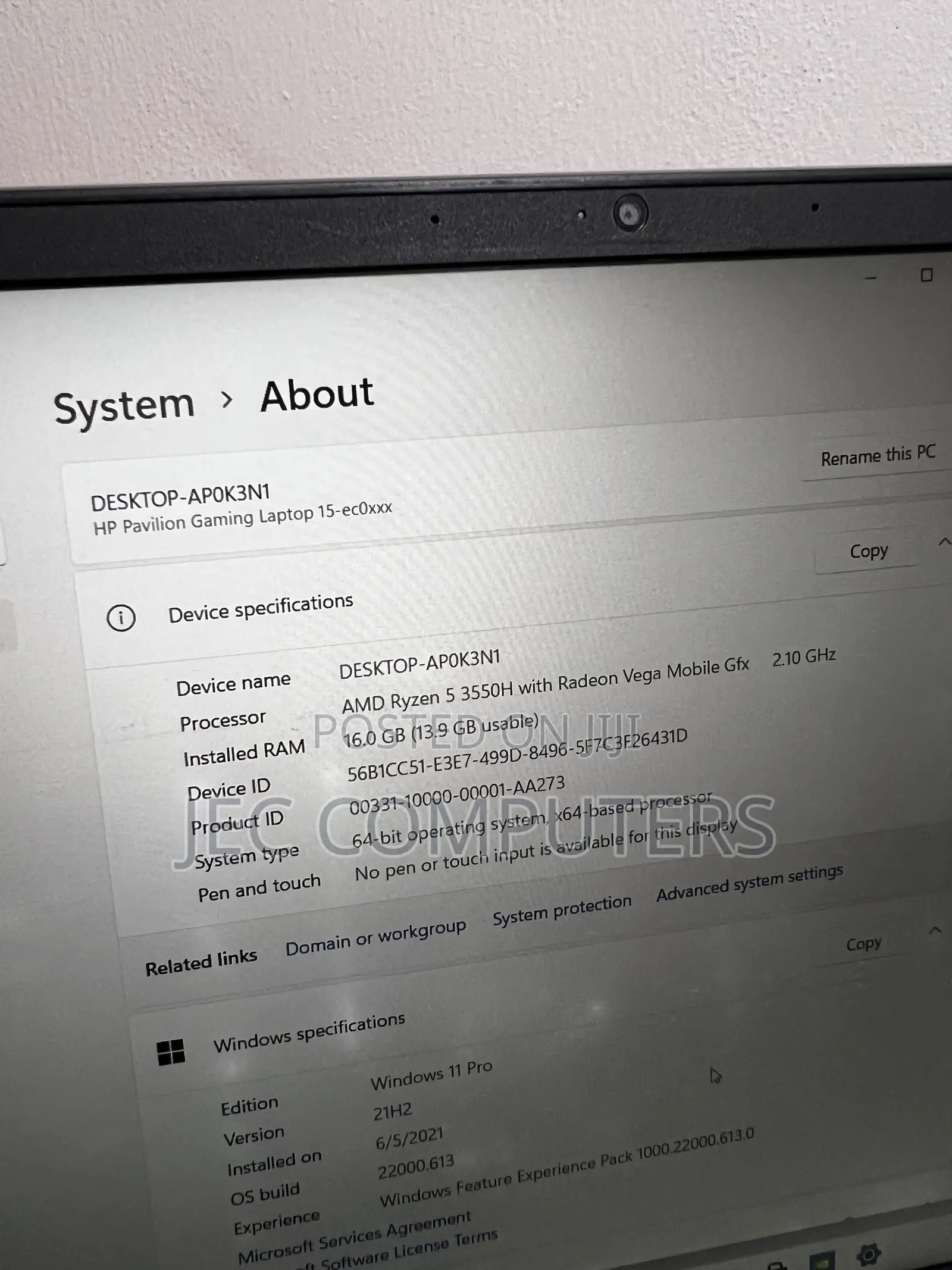 Laptop HP Pavilion 15 16GB AMD Ryzen 5 SSD 256GB
