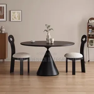 Modern Round Dining Table 2 Chairs Set – Black