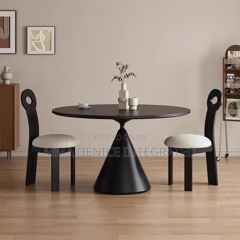 Modern Round Dining Table 2 Chairs Set – Black
