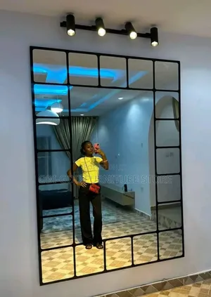 Modern Black Grid Wall Mirror – Luxury Interior Decor