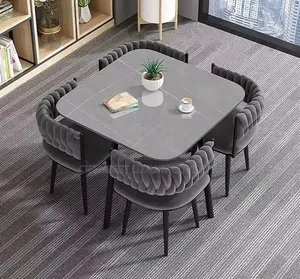 Luxury Marble Dinning Table With 4 Chairs on Fabric