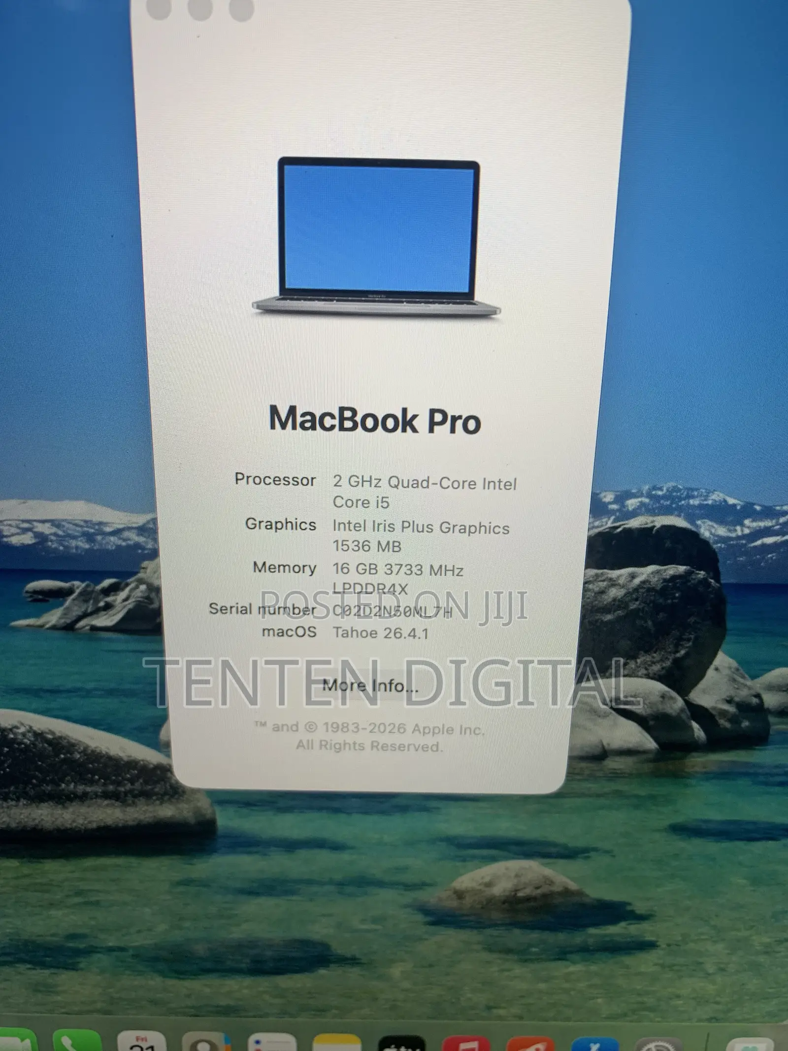 Laptop Apple MacBook Pro 2020 16GB Intel Core i5 SSD 512GB