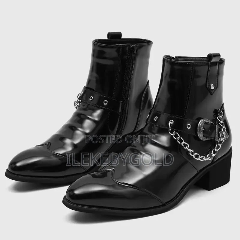British Casual Chain Leather Boots