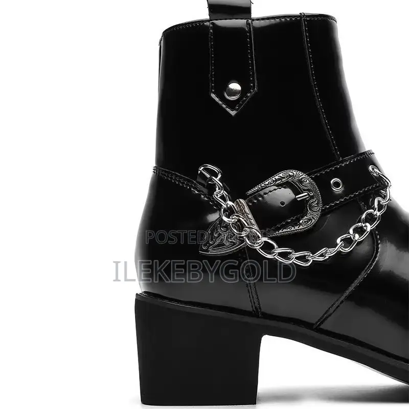 British Casual Chain Leather Boots