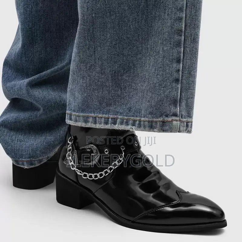 British Casual Chain Leather Boots