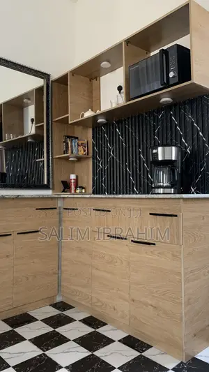 Custom-Built Breakfast Tea Station With Marble Countertop
