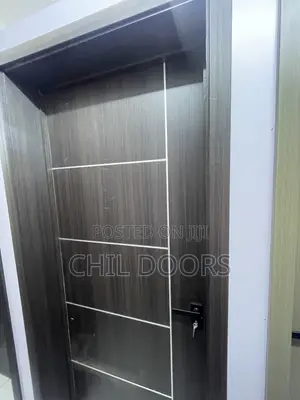 Brown Wooden Door With Silver Lining