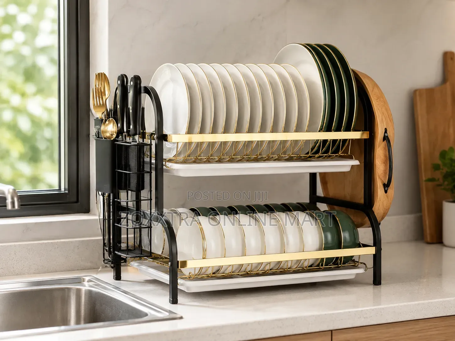 Multifunctional 2-Tier Dish Rack