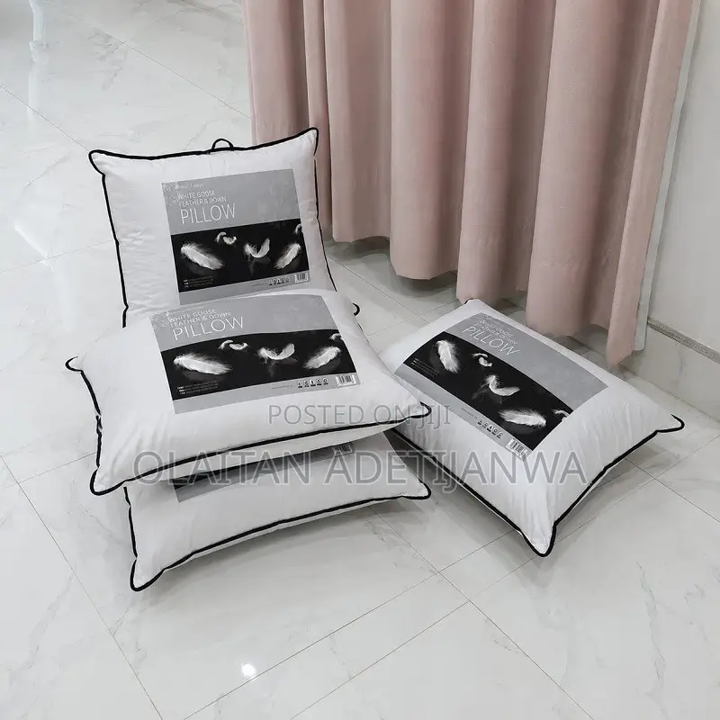 White Goose Feather and Down Sleeping Pillow for Neck Eas
