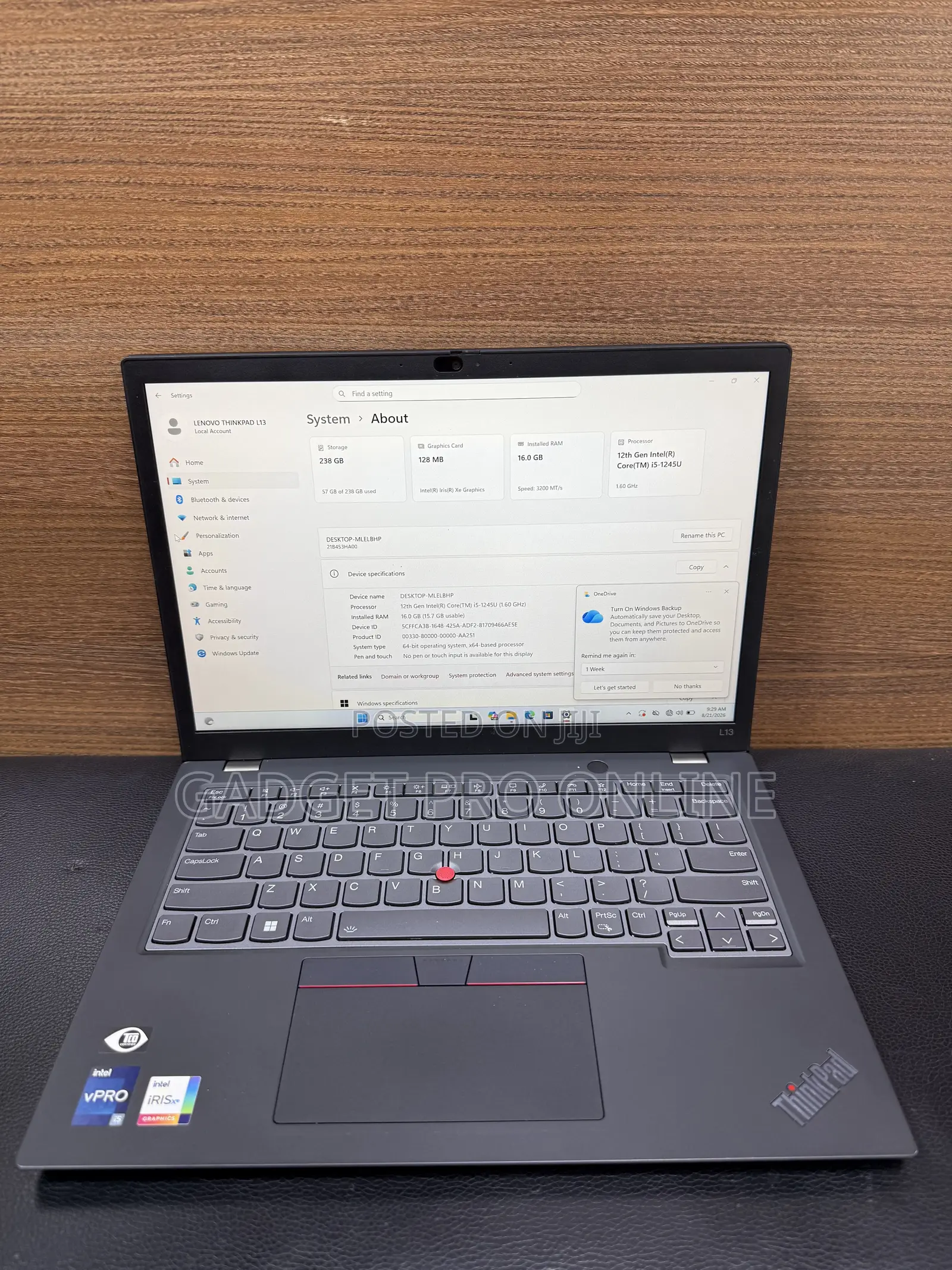 Laptop Lenovo ThinkPad 13 16GB Intel Core i5 SSD 256GB
