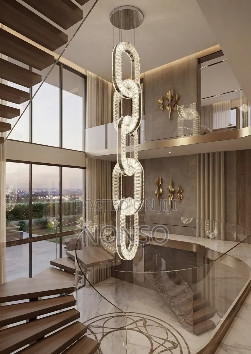 5-Ring Crystal Interlocking Pendant Chandelier