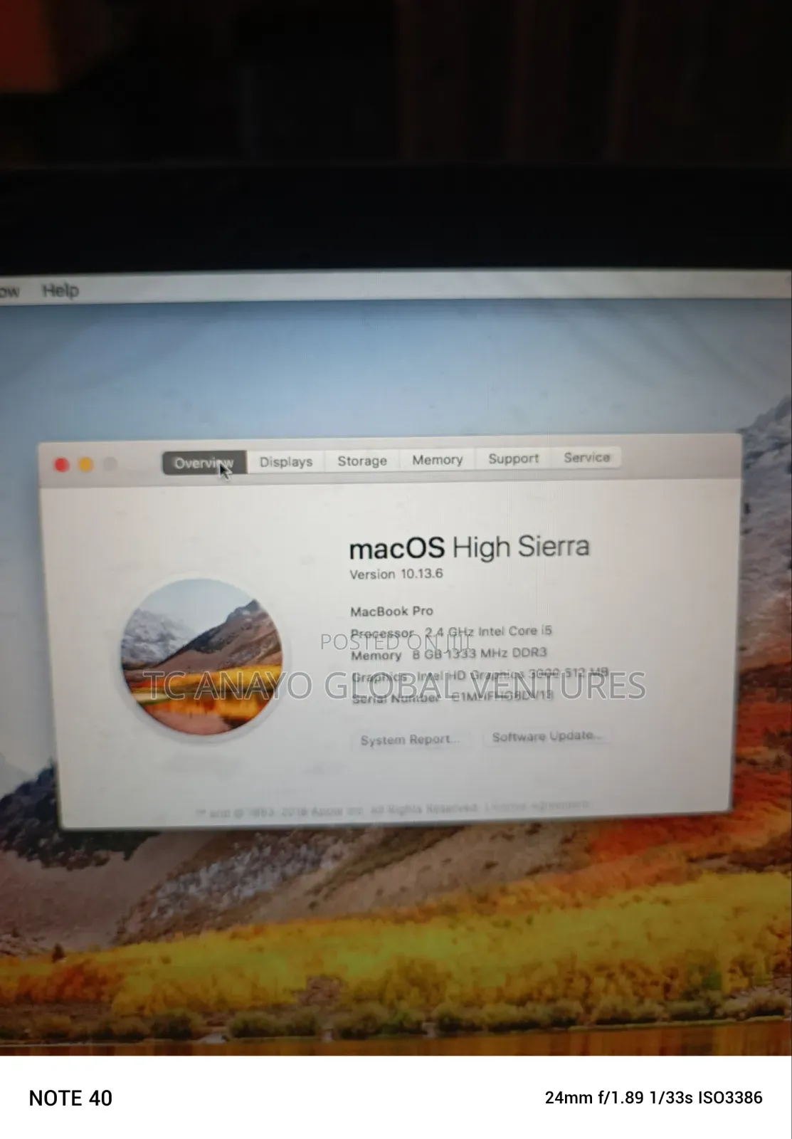 Laptop Apple MacBook Pro 2012 8GB Intel Core i5 HDD 500GB