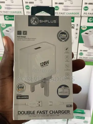 Original SHPLUS 120W Ultra Fast Charger SH-A4002 Dual USB+Type-C Cable