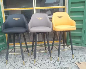 Luxury High Bar Stool With Backrest Gold Footrest