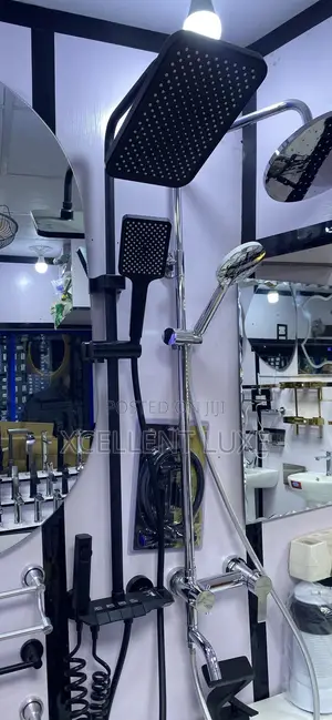 Black Piano Button Shower Set Made With Brass to Withstand Corrosion