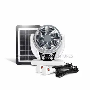 3 in 1 Rechargeable Table Fan+Solar Panel+LED Bulbs