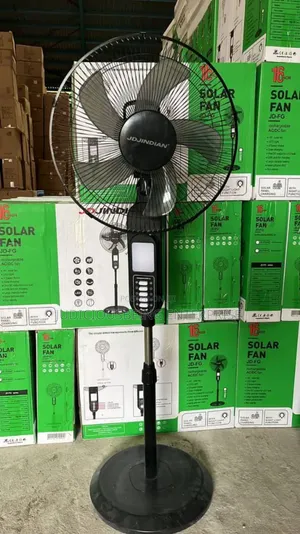 16-Inch JD JINDIAN Solar Rechargeable Stand Fan – LED Light.