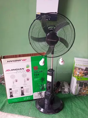18” JD JINDIAN Solar Rechargeable Stand Fan+ USB+powerful Airflow