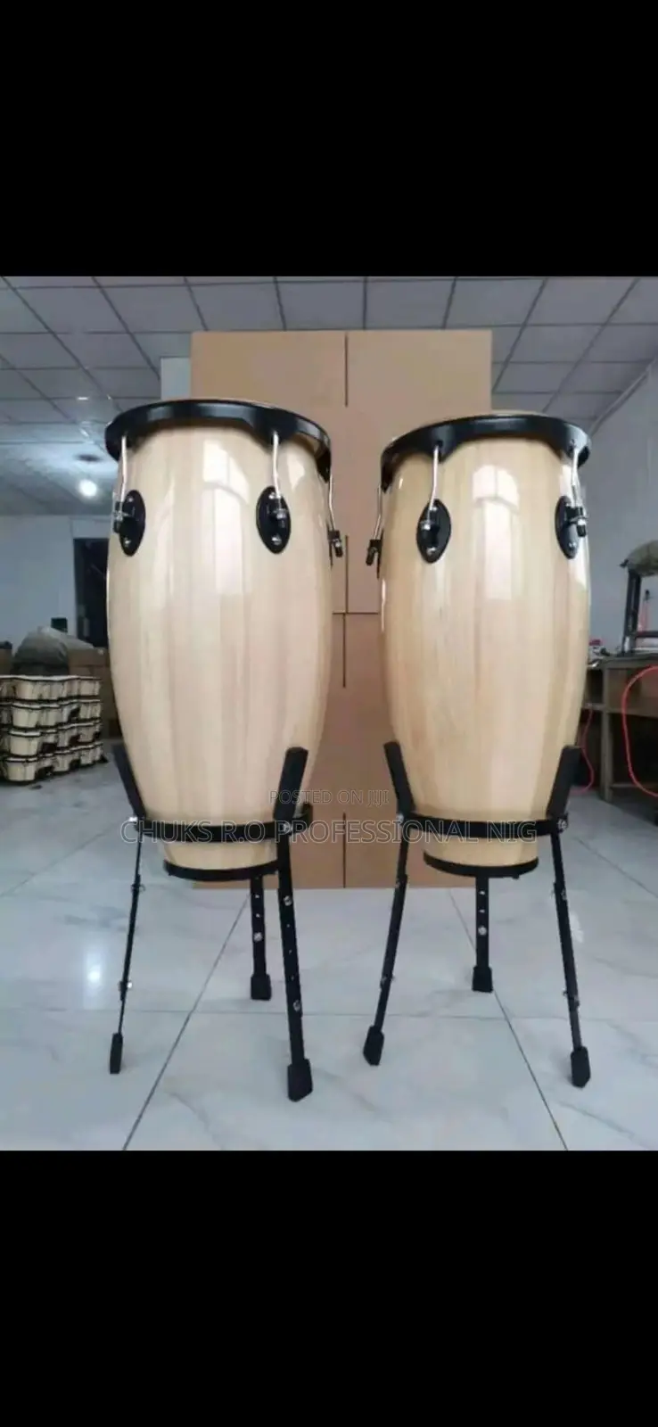 Wooden Conga Drum Set With Stands