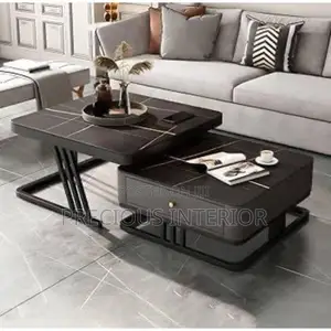 2in1 Marble Effect Drawer Center Table