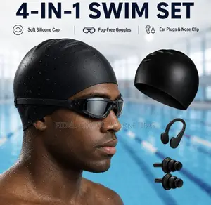 Addigoes Swimming Goggles Swim Cap Set for Men and Women