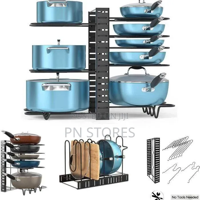 Adjustable Pot Pan Rack Shelf Organizer Stand