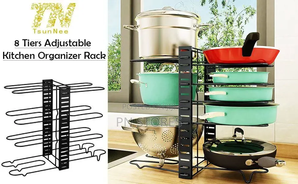 Adjustable Pot Pan Rack Shelf Organizer Stand