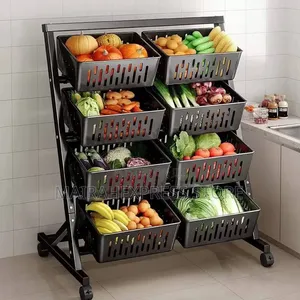 4-Tier 8-Basket Kitchen Fruit Vegetable Storage Trolley