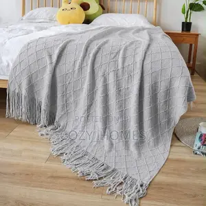 Luxury Patterned Throw Blanket – Sofa Bed Blanket With Tassels